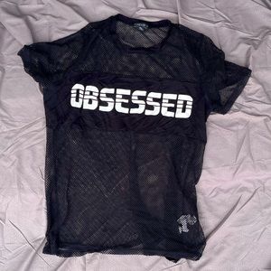 Forever 21+ Fish Net Black T Shirt